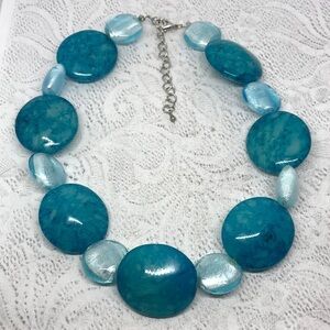 Chunky acrylic and glass bead statement collar necklace